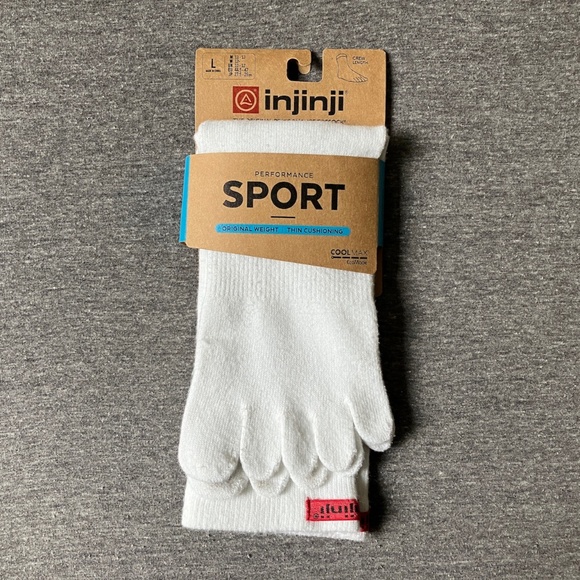 Injinji Toe Socks Sport Original Weight Crew L White - Picture 1 of 15
